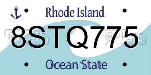 8STQ775 Rhode Island License Plate