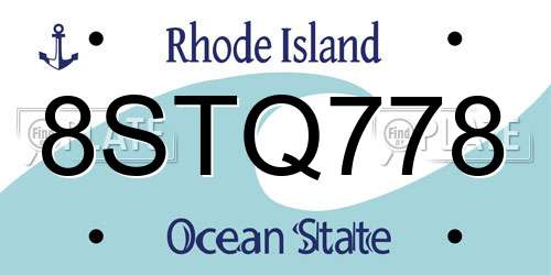 8STQ778 Rhode Island License Plate