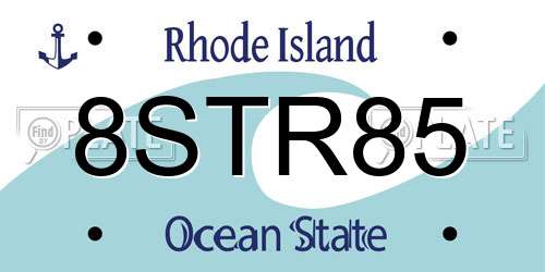 8STR85 Rhode Island License Plate