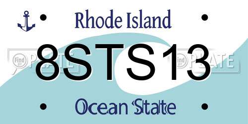 8STS13 Rhode Island License Plate
