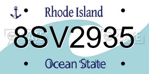 8SV2935 Rhode Island License Plate