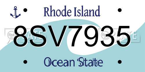 8SV7935 Rhode Island License Plate