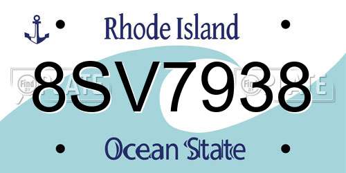 8SV7938 Rhode Island License Plate