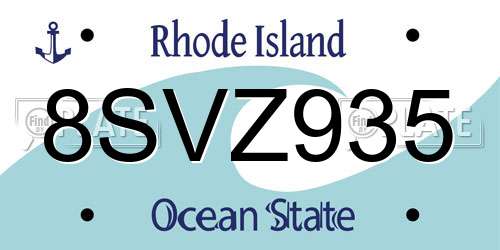 8SVZ935 Rhode Island License Plate