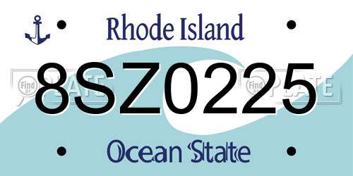 8SZ0225 Rhode Island License Plate