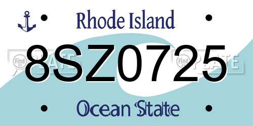 8SZ0725 Rhode Island License Plate