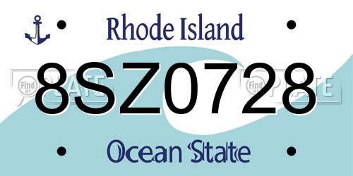8SZ0728 Rhode Island License Plate