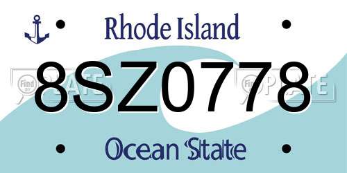 8SZ0778 Rhode Island License Plate