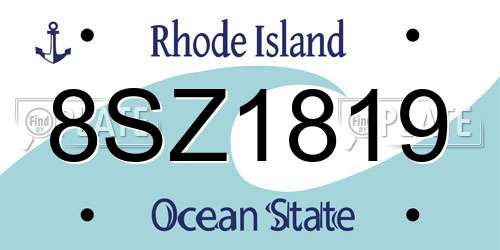 8SZ1819 Rhode Island License Plate