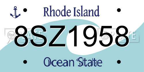 8SZ1958 Rhode Island License Plate