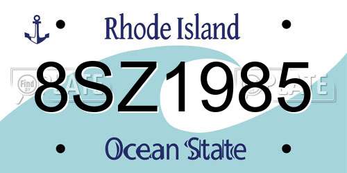 8SZ1985 Rhode Island License Plate