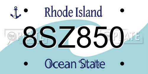 8SZ850 Rhode Island License Plate
