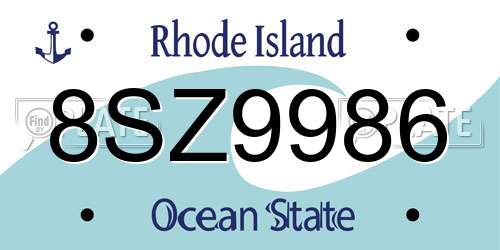 8SZ9986 Rhode Island License Plate