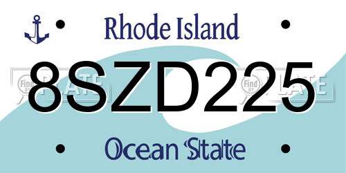 8SZD225 Rhode Island License Plate