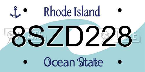 8SZD228 Rhode Island License Plate