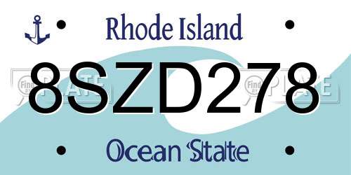 8SZD278 Rhode Island License Plate