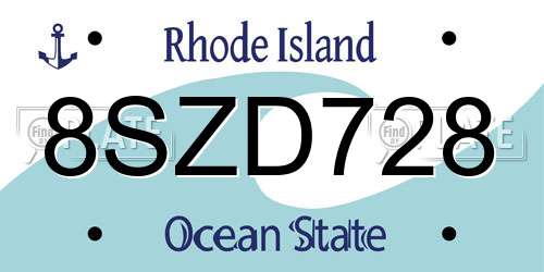 8SZD728 Rhode Island License Plate