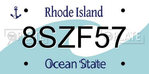 8SZF57 Rhode Island License Plate