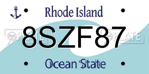 8SZF87 Rhode Island License Plate