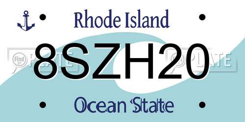 8SZH20 Rhode Island License Plate