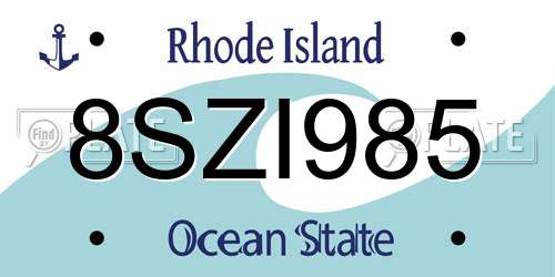 8SZI985 Rhode Island License Plate