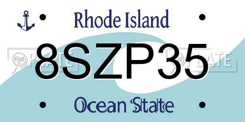 8SZP35 Rhode Island License Plate