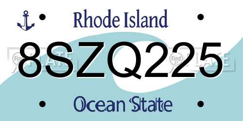 8SZQ225 Rhode Island License Plate