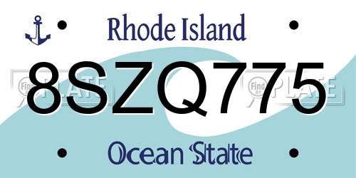 8SZQ775 Rhode Island License Plate
