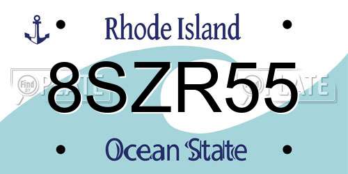 8SZR55 Rhode Island License Plate
