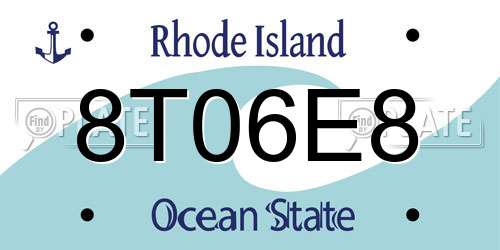 8T06E8 Rhode Island License Plate