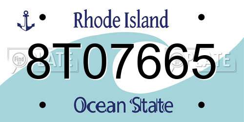 8T07665 Rhode Island License Plate
