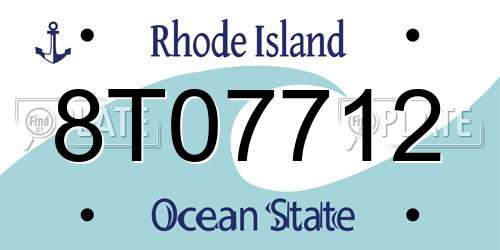8T07712 Rhode Island License Plate