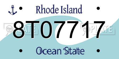8T07717 Rhode Island License Plate