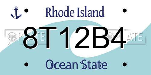 8T12B4 Rhode Island License Plate