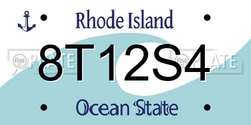 8T12S4 Rhode Island License Plate