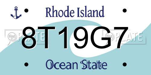 8T19G7 Rhode Island License Plate