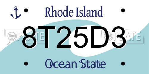 8T25D3 Rhode Island License Plate