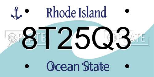 8T25Q3 Rhode Island License Plate
