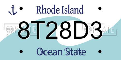 8T28D3 Rhode Island License Plate