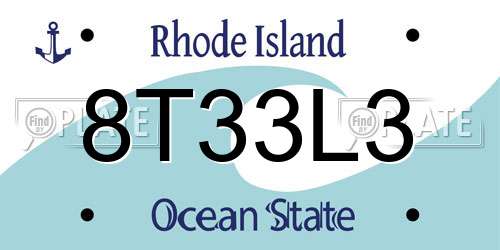 8T33L3 Rhode Island License Plate