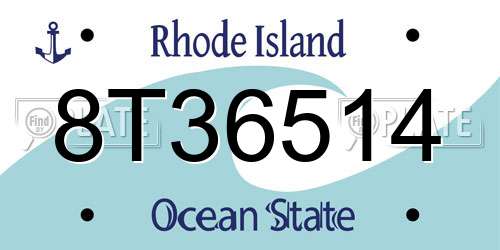 8T36514 Rhode Island License Plate