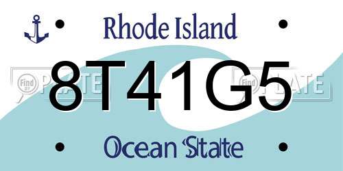 8T41G5 Rhode Island License Plate