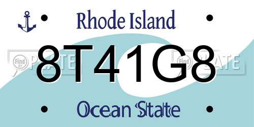 8T41G8 Rhode Island License Plate