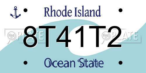 8T41T2 Rhode Island License Plate