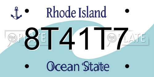 8T41T7 Rhode Island License Plate