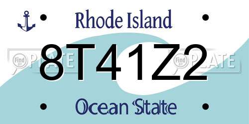 8T41Z2 Rhode Island License Plate