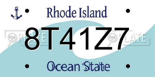8T41Z7 Rhode Island License Plate