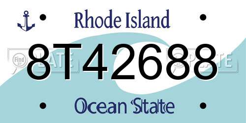8T42688 Rhode Island License Plate