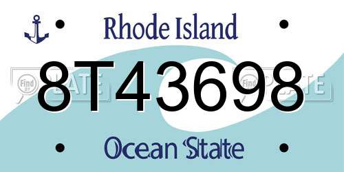 8T43698 Rhode Island License Plate