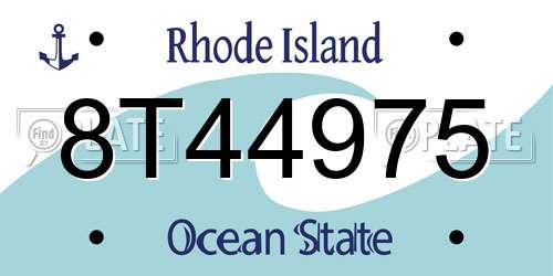 8T44975 Rhode Island License Plate